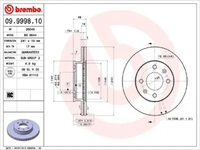 Immagine prodotto di 2x Disco freno BREMBO 09.9998.10