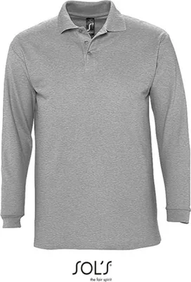 Image de SOLs 11353 | Polo homme manches longues hiver II - Couleur : Grey Melange - Taille : XL