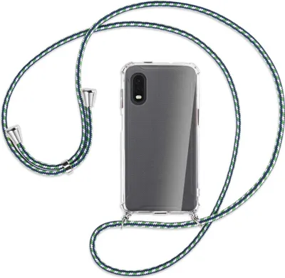 Produktbild von Handykette Backcover-Schutzhülle mit Band (Metall silberfarben) für Samsung Galaxy Xcover Pro - grün/blau/weiß