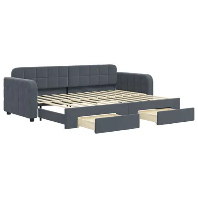 Produktbild von Tagesbett Ausziehbar mit Schubladen Dunkelgrau 80x200 cm Samt