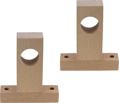 Zdjęcie produktu dla 2 sztuki solidnych drewnianych uchwytów do karnisza lub drążka na ubrania (30 mm)