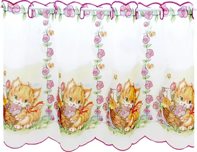 Produktbild von heimtexland ® Scheibengardine Katze Kinderzimmer Deko Gardine transparent Kätzchen Bistrogardine pink rosa Fensterdeko Typ862
