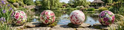 Produktbild von Schwimmkugel Rose mittel 4er Set ca. 8 cm - Teichdekoration
