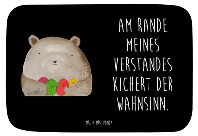 Produktbild von Mr. & Mrs. Panda Badematte Bär Gefühl - Schwarz - Geschenk, Durchgedreht, Badezimmerteppich, Wahnsinn, Teddy, Badezimmer Matte, duschmatte, Badteppich, Badvorleger