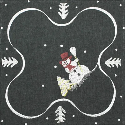 Produktbild von Tischset Weihnachten Schneemann 35 x 35 cm Leinenoptik Platzset bestickt Untersetzer
