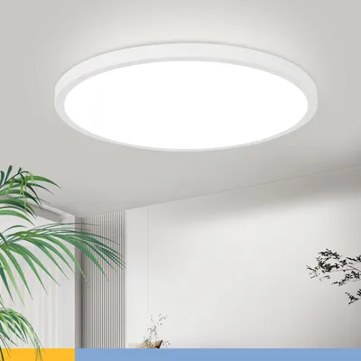 Produktbild von ZMH Deckenlampe LED Deckenleuchte Flach Kaltweiße IP44 Wasserdicht Deckenbeleuchtung Rund für Badezimmer Schlafzimmer Küche 24W 30cm