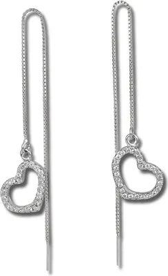 Produktbild von SilberDream Damen Ohrringe Herz offen Zirkonia weiß Ohrhänger 925 Silber D2GSO432W