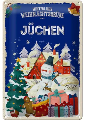 Produktbild von Blechschild Weihnachtsgrüße aus JÜCHEN 20x30cm