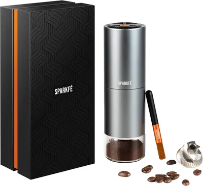 Produktbild von Tragbare elektrische Kaffeemühle, wiederaufladbare kabellose Handmühle mit konischem Frässtift aus Edelstahl, einstellbare Mahlgradeinstellungen