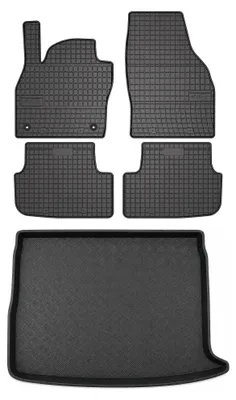 Image de Tapis en caoutchouc + bac de coffre pour Volkswagen Taigo 2021- (plancher haut) – 5 pièces, noirs, sur mesure