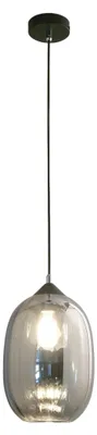 Zdjęcie produktu dla Lampa wisząca Infinity 200 mm z przydymionego szkła dmuchanego z metalową ramą - elegancki, nowoczesny design do oświetlenia wnętrz