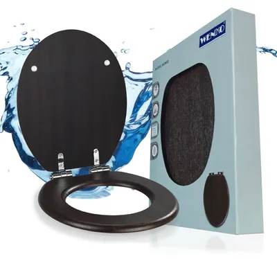Image de WENKO SIÈGE Wenge Bois Abaissement automatique Couvercle WC Lunettes MDF Salle de bains marron
