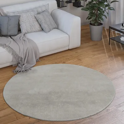 Image de Tapis rond Salon Modernes Moelleux Lavable Unicolore Antidérapant Taille 200 cm Rond