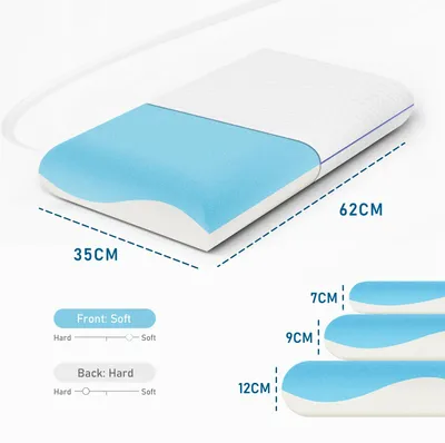 Immagine prodotto di Cuscino cervicale - Cuscino in memory foam ortopedico - Supporto ergonomico per il collo, 9 cm - Adatto per chi dorme su un lato o sulla schiena - Rettangolare, 62x35 cm - Bianco