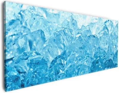 Produktbild von Wallario Premium Leinwandbild Leuchtendes Eis in blau in Größe 60 x 150 cm