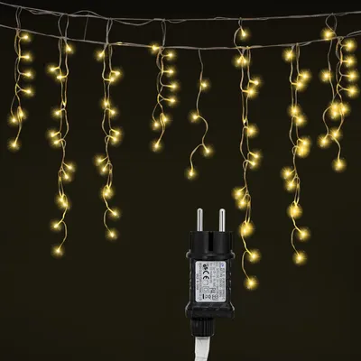 Zdjęcie produktu dla Jayseuw 5M LED Ice Rain Fairy Lights Indoor Warm White Light Curtain 200 LED Icicle Christmas Lights 8 Modes Christmas Decoration Party Garden