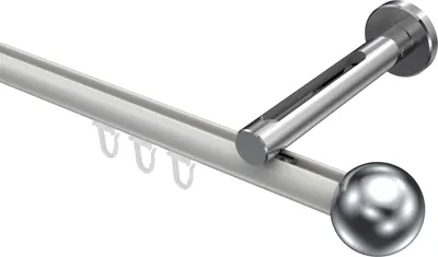Produktbild von Interdeco Innenlaufstange / Gardinenstange mit Innenlauf Weiß / Chrom, Typ Siteno Luino (Kugel), 20 mm Ø 1-läufig, 540 cm