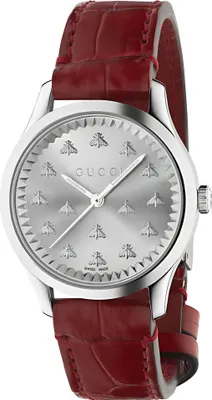 Produktbild von Gucci G Timeless Lady Damenuhr aus Edelstahl silber rot