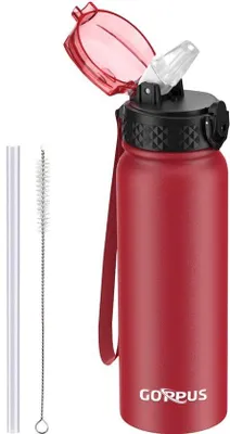 Image de Bouteille isotherme de sport en acier inoxydable de 600 ml/20 oz, étanche, sans BPA, adaptée à une utilisation en extérieur