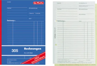 Produktbild von Herlitz Rechnungsbuch A5 305 2x40 Bl. sd. 4er Packung