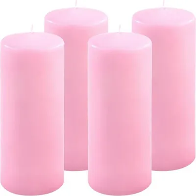 Obrázok produktu pre Sada stĺpových sviečok, 20 cm, Ø 7,5 cm, ružová, 4 ks