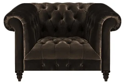 Produktbild von Brauner Chesterfield Polstersessel Moderner Textil Wohnzimmer Einsitzer
