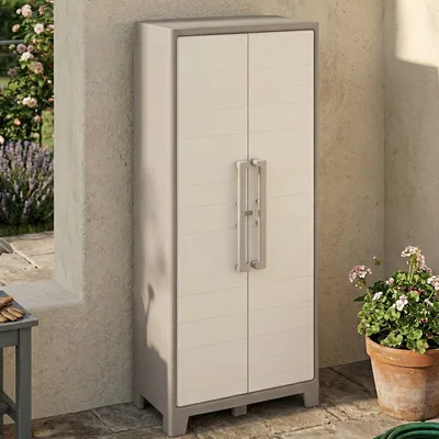 Immagine prodotto di Dmora Armadio da Esterno Grimsby 44x80x182h cm Marrone Sabbia, Apertura Battente Un'anta Italy