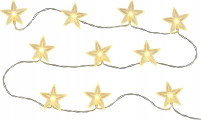 Imagen del producto de Guirnalda de luces en forma de estrella para árbol de Navidad, luz cálida blanca, 10 LEDs, 120 cm