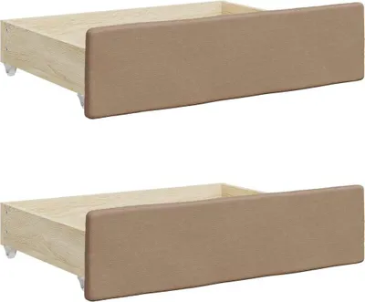 Zdjęcie produktu dla vidaXL Szuflady do łóżka 2 szt. Materiał na bazie drewna cappuccino i imitacja skóry
