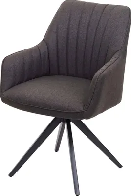 Immagine prodotto di Sedia da pranzo HWC-H73, sedia da cucina poltrona, acciaio retrò tessuto/tessuto ~ grigio-marrone