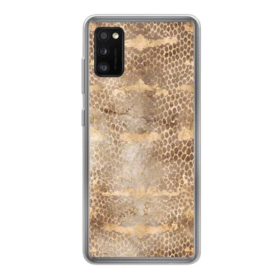 Produktbild von MuchoWow® Handyhülle Schutzhülle Hülle für Samsung Galaxy A41 Schlangendruck - Gold - Braun Silikon Softcase Handy Hülle - Mobiltelefon