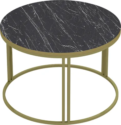 Produktbild von Couchtisch Gold Metallfüße in Marmoroptik Schwarz Rund 90248270