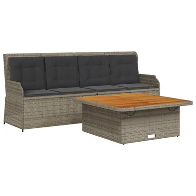 Produktbild von vidaXL 3-tlg. Garten-Sofagarnitur mit Kissen Grau Poly Rattan