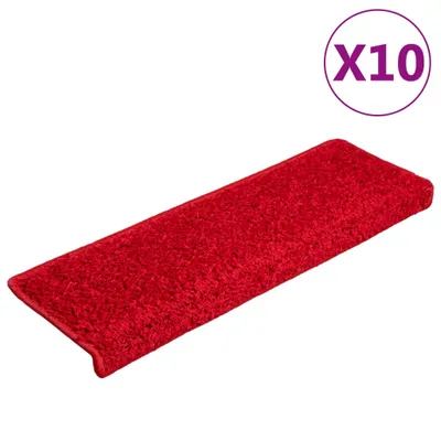 Obrázok produktu pre vidaXL Podložky na kroky 10 ks 65x21x4 cm Červená Obdĺžnikový okraj