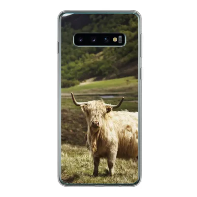 Produktbild von MuchoWow® Handyhülle Schutzhülle Hülle für Samsung Galaxy S10 Schottische Highlander - Pfad - Wald Silikon Softcase Handy Hülle - Handytasche