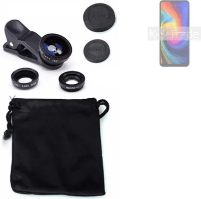 Produktbild von K-S-Trade Smartphone Kamera Linsen Set Kompatibel mit UMIDIGI F3 3in1 Clip-On Kamera Adapter Macro Weitwinkel FishEye Fischauge Objektiv Linse