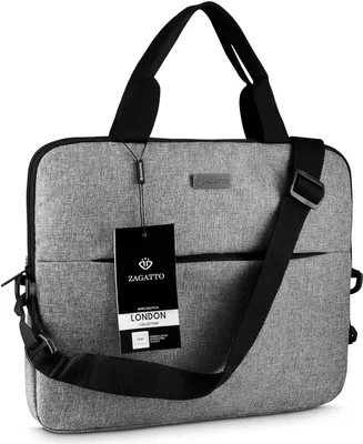 Produktbild von zagatto Laptop-Tasche 15,6-Zoll Grau-Schwarz, wasserdicht, aus Nylon, Polyester, Polycarbonat, Maße 40x29x4,2 cm, mit Schulterriemen, Tragegriffen, Außentasche, Kofferbefestigung, 1 Fach, 2 Taschen und Klettverschluss aus Polycarbonat – Air-Kollektion.