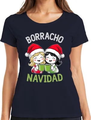 Zdjęcie produktu dla BORRACHO NAVIDAD zabawny świąteczny prezent część damska koszulka, granatowy, S