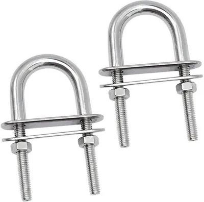 Imagen del producto de Guías de deslizamiento M6-U de acero inoxidable con elementos de amortiguación, juego de 2 unidades, cada una de 43 x 80 mm.