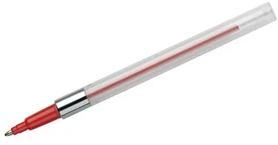 A red ink refill for a pen, shown against a white background.