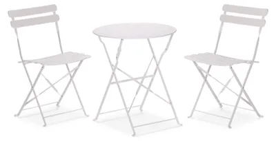 Produktbild von Bistro-Set, Terrassen-Set, klappbar, pulverbeschichteter Stahl, 71x60x60 cm, weiß