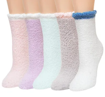 Produktbild von Kuschelsocken Damen 5 Paar Größe 36-42 Mehrfarbig Dick Flauschig Warm