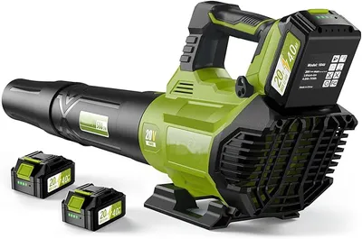 Produktbild von Kabelloser Laubbläser mit 2 ×20V Akkus & Ladegerät,3Gang elektrischer Laubbläser,160MPH Windgeschwindigkeit für Garten,Terrasse,Staub