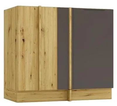 Obrázek produktu pro Kuchynská spodní skrínka 90 cm – dub Artisan a šedá Mocca – rohová kuchynská skrínka – bez pracovní desky – systém Soft-Close