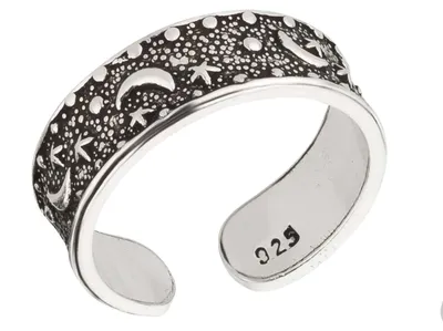 Produktbild von Zehenring Zehring Mond Sterne Antik 925 Silber