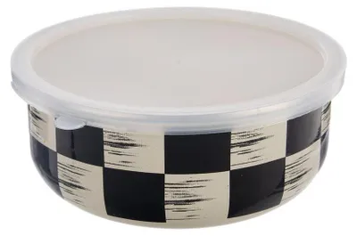 Produktbild von Emaillierte Schüssel mit Deckel SCHACHBRETT 19 cm, 1,5 l