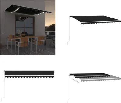 Zdjęcie produktu dla vidaXL Automatyczna markiza z diodami LED i czujnikiem wiatru 450x300 cm antracyt - Markiza - Markizy - Daszki przeciwsłoneczne - Daszki przeciwsłoneczne
