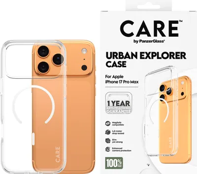 Zdjęcie produktu dla PanzerGlass CARE™ by ® Urban Explorer Case Transparent w. White MagSafe iPhone 17 Pro Max, Pokrowiec, Apple, Apple - iPhone 17 Pro Max, Przezroczysty
