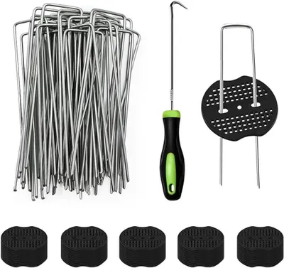 Image de Crochets pour géotextile - Ancrages pour sol - Fixation de jardin - Forme en U - 50 pièces - Galvanisés