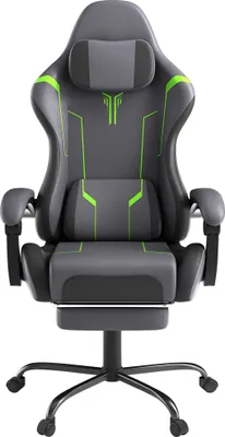 Obrázok produktu pre Herná stolička XINZI, ergonomická kancelárska stolička s masážnym bedrovým vankúšom a vankúšom na opierku hlavy, výškovo nastaviteľná, stolička k PC s nosnosťou 135 kg, sivá
